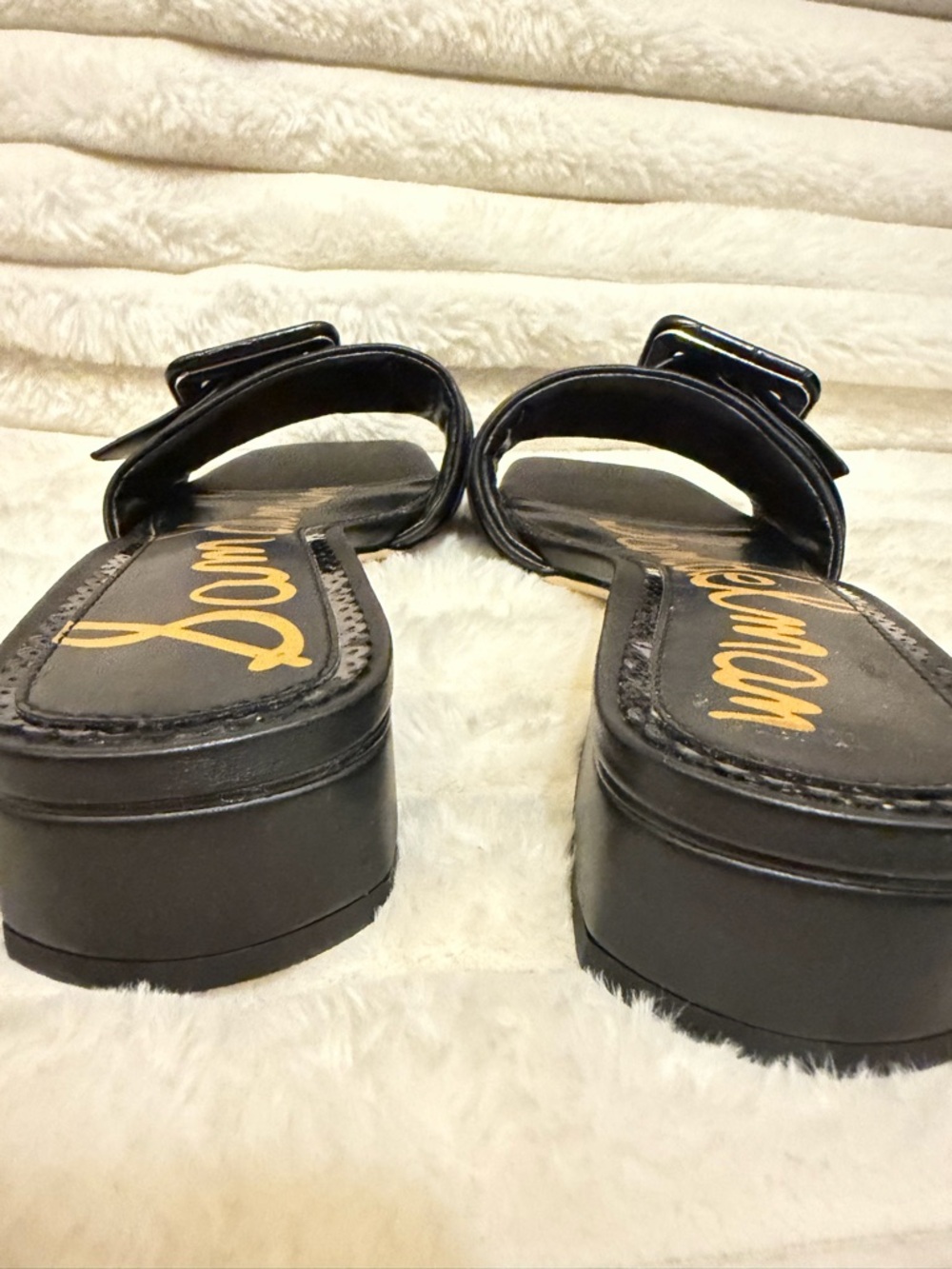Sam Edelman Black Leather Buckle Slide Mules - Picture 5 of 7